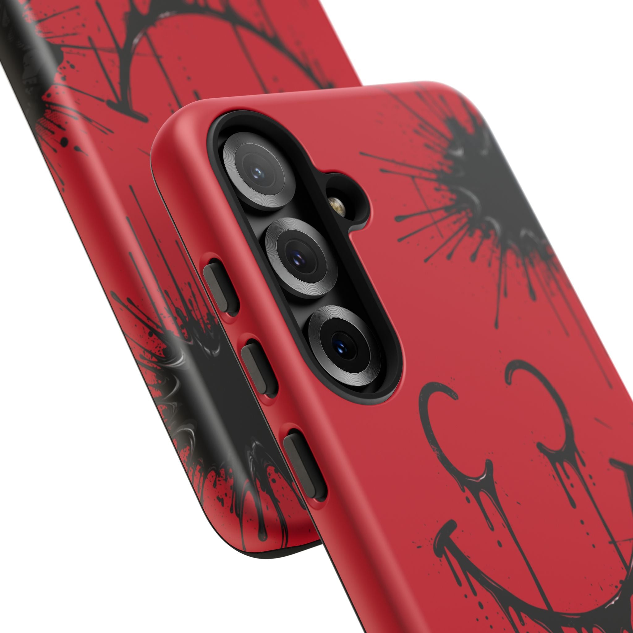 Protective Phone Case — Red Drip Smile Splatter Design