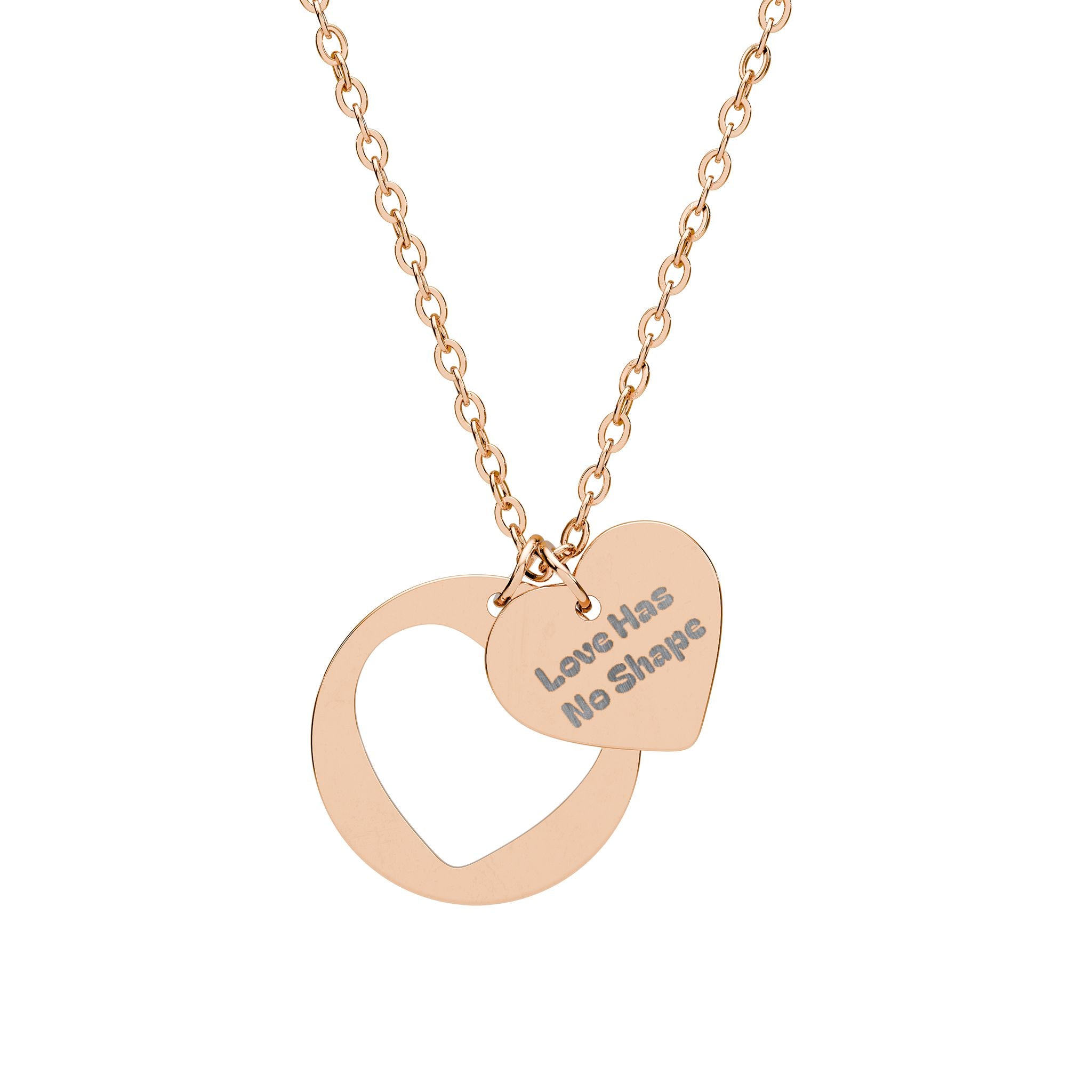 Engravable Heart Cutout Necklace – Personalized Love Message Pendant (Sterling/Rose Gold)