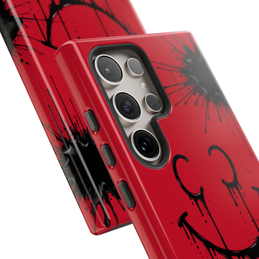 Protective Phone Case — Red Drip Smile Splatter Design