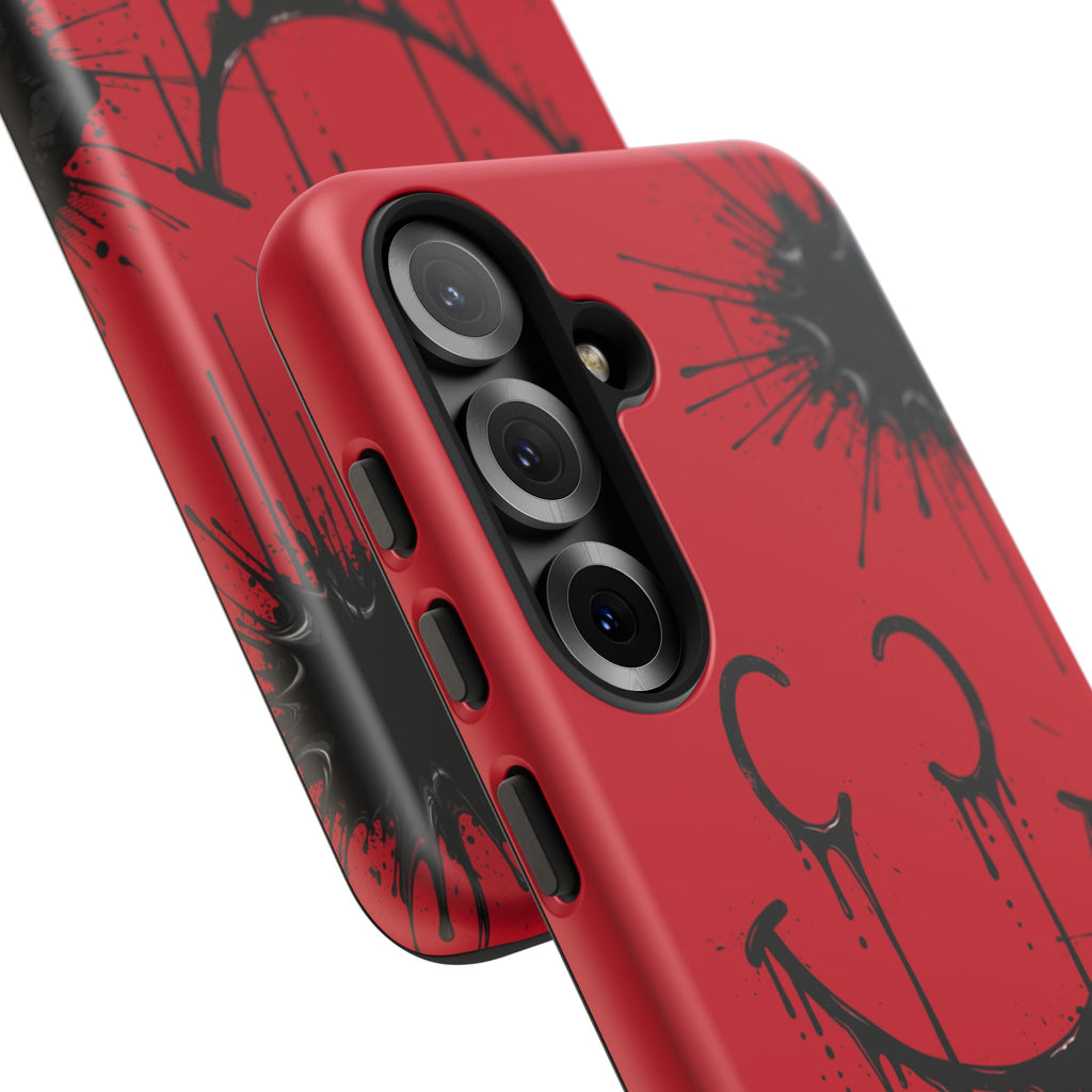 Protective Phone Case — Red Drip Smile Splatter Design
