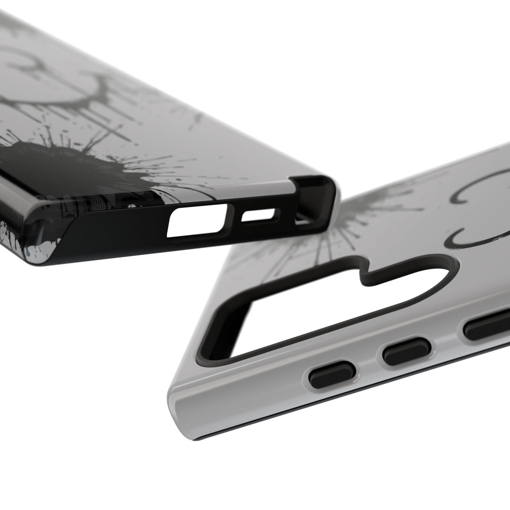 Protective Phone Case — Gray Drip Smile Splatter Design