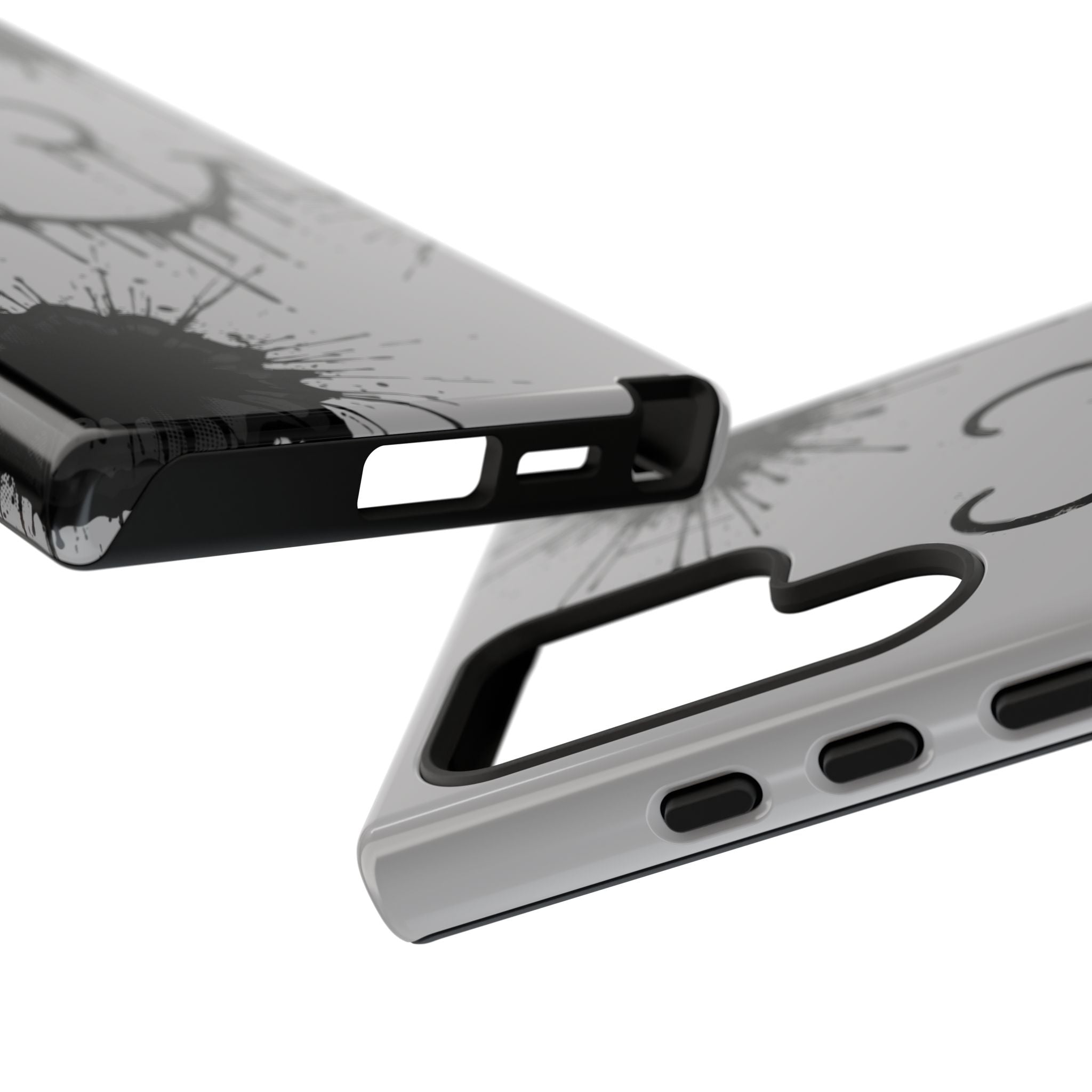 Protective Phone Case — Gray Drip Smile Splatter Design