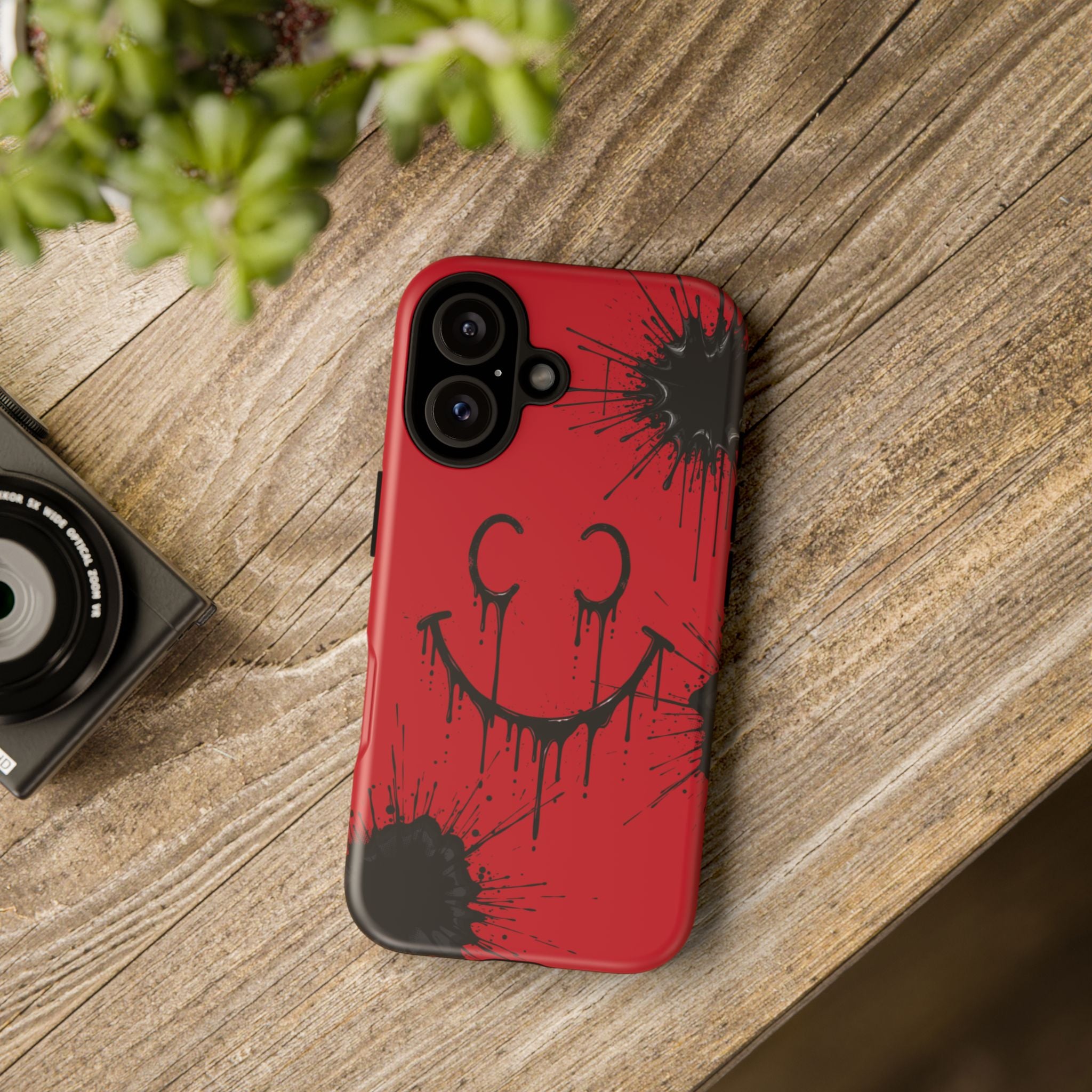Protective Phone Case — Red Drip Smile Splatter Design