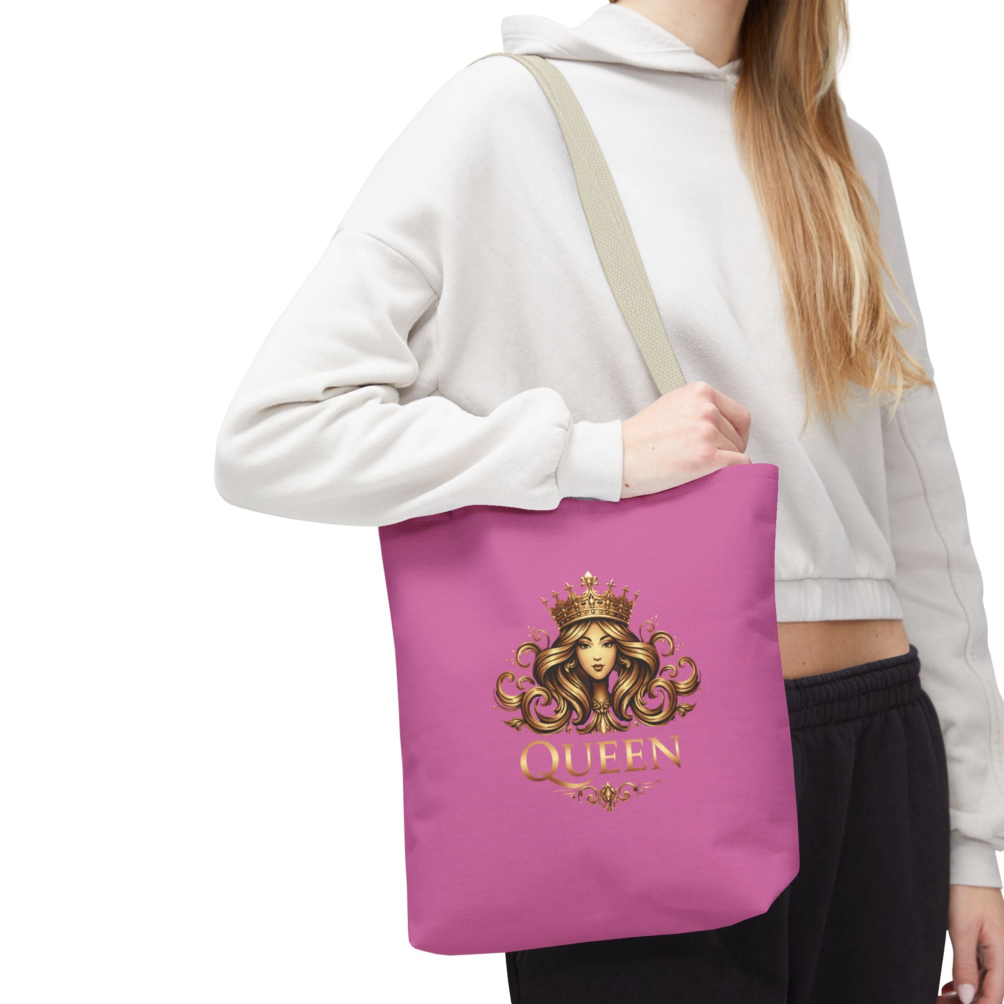 Queen Crown Pink Tote Bag — "Mind Yours" Graphic All-Over Print