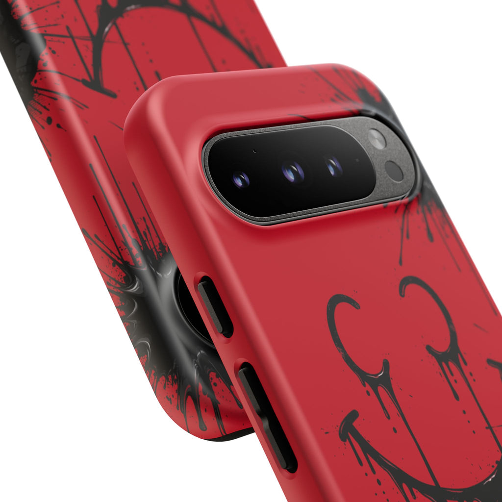 Protective Phone Case — Red Drip Smile Splatter Design