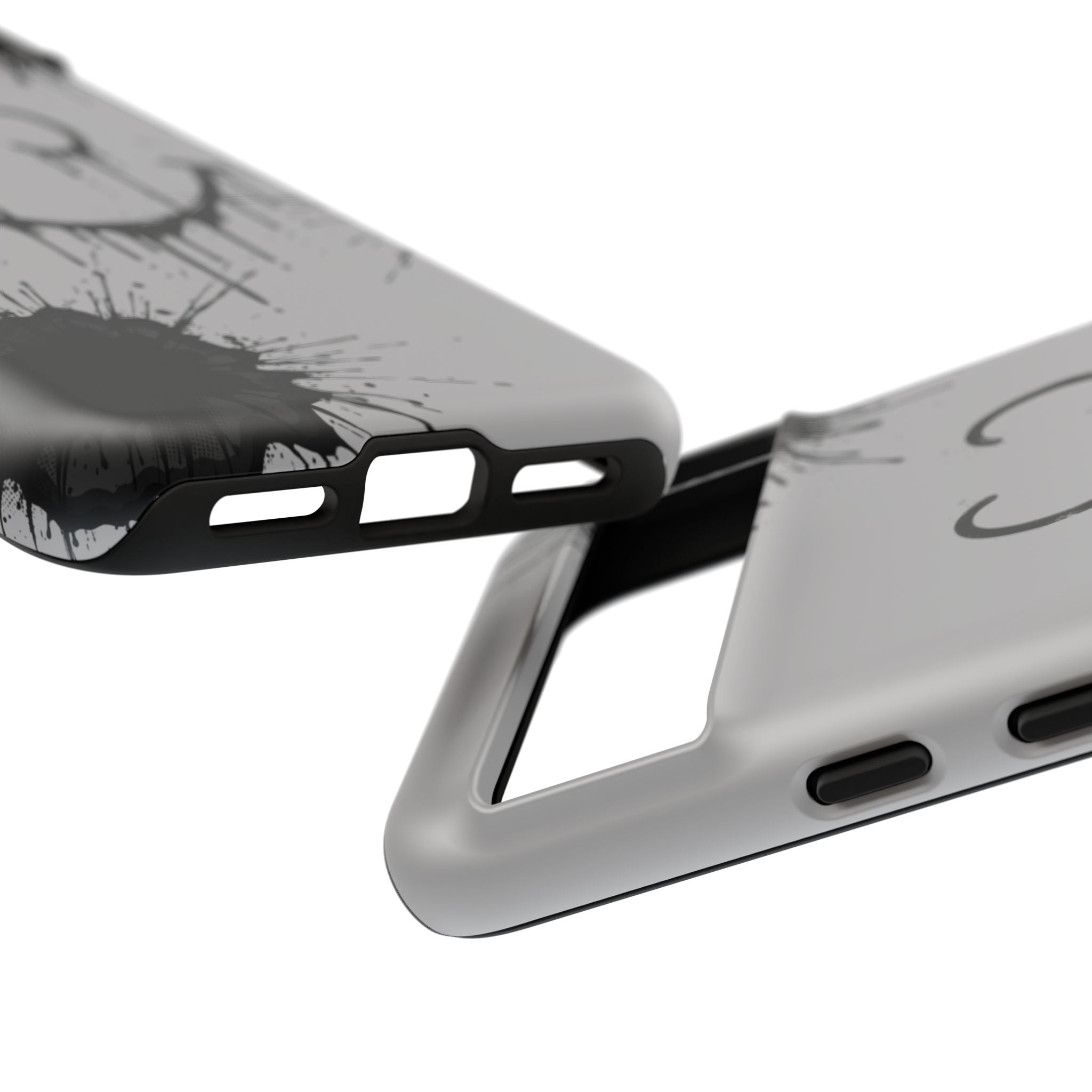 Protective Phone Case — Gray Drip Smile Splatter Design