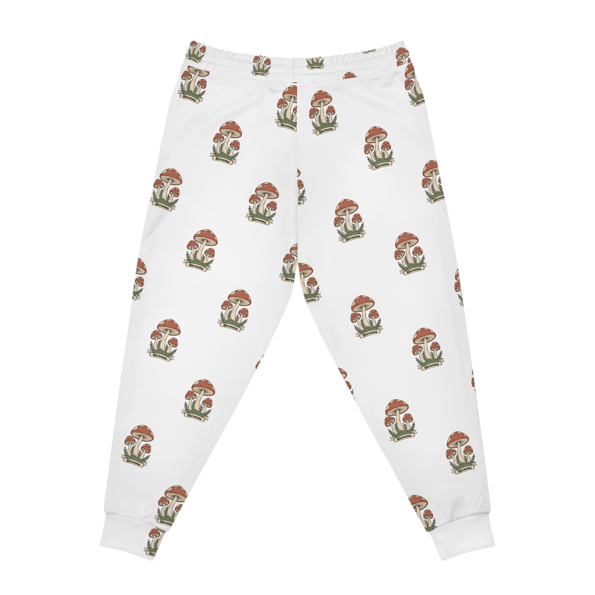 Mushroom Pattern Athletic Joggers — Botanical Graphic AOP Sweatpants