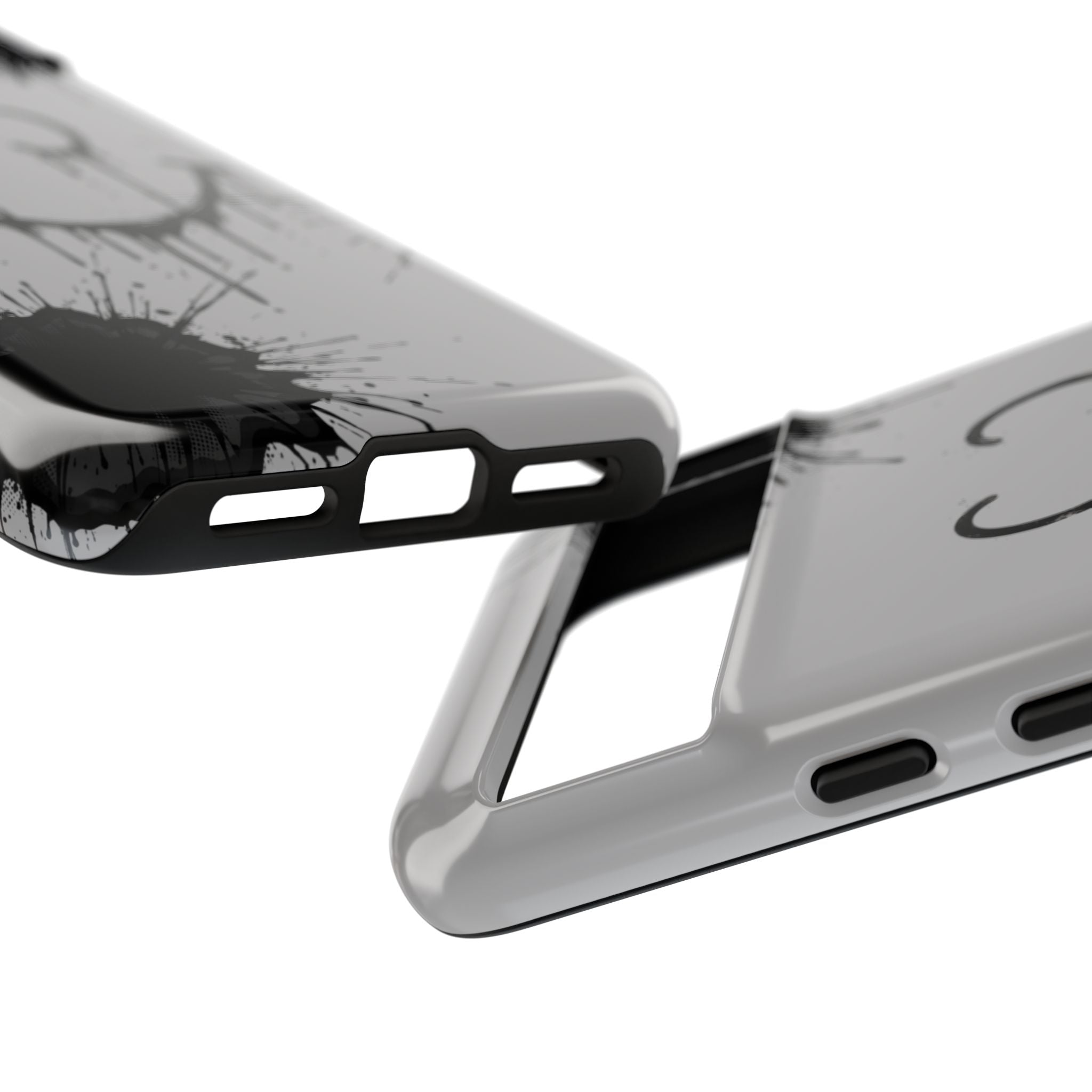 Protective Phone Case — Gray Drip Smile Splatter Design