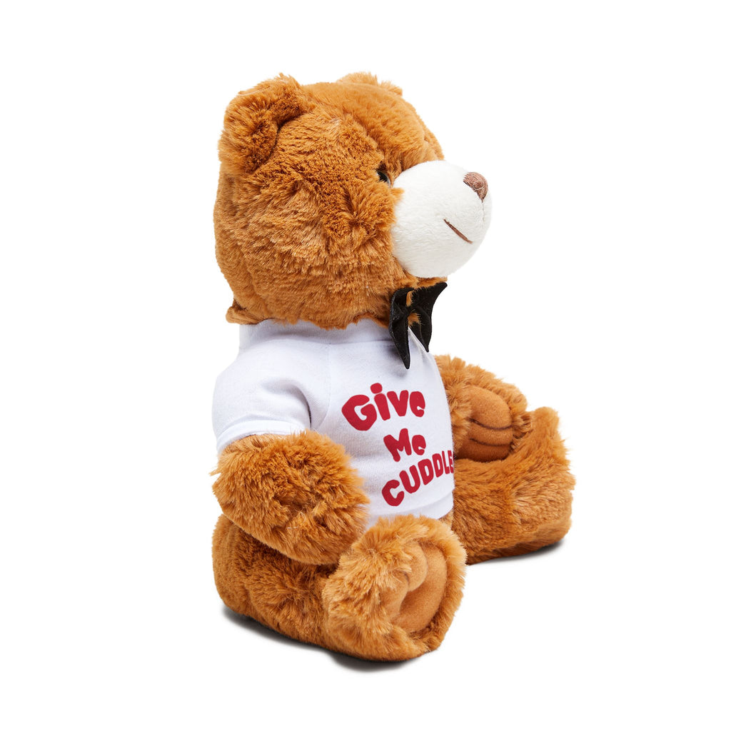 Give Me Cuddles Plush Teddy Bear with T-Shirt — Cute Gift for Kids & Valentines