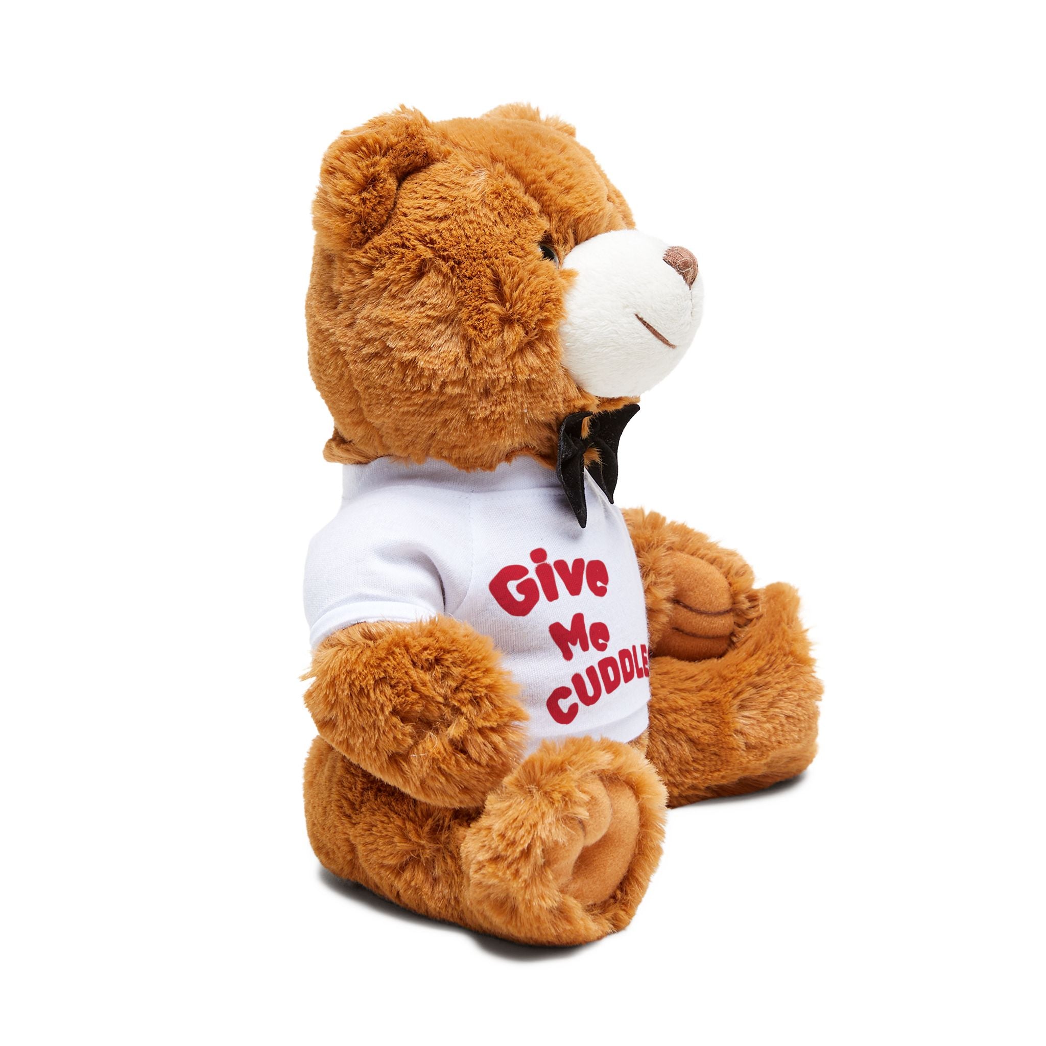Give Me Cuddles Plush Teddy Bear with T-Shirt — Cute Gift for Kids & Valentines