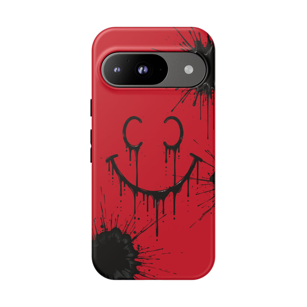 Protective Phone Case — Red Drip Smile Splatter Design