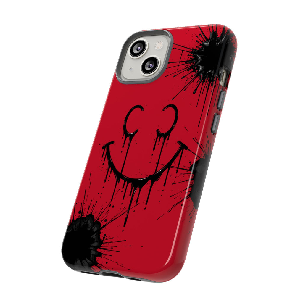 Protective Phone Case — Red Drip Smile Splatter Design