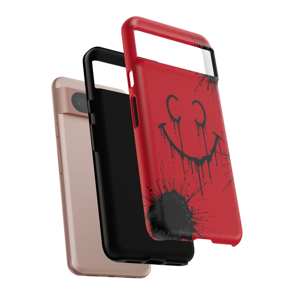 Protective Phone Case — Red Drip Smile Splatter Design