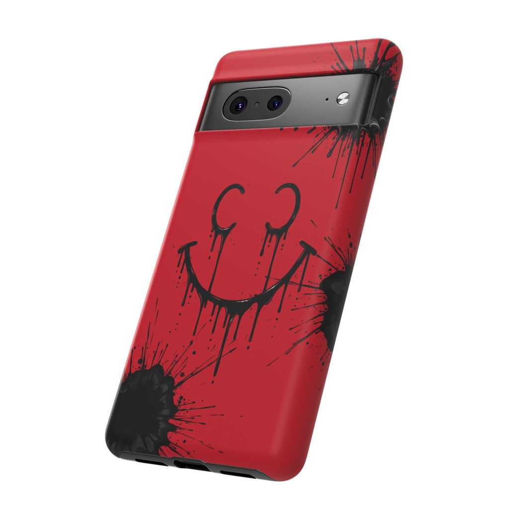 Protective Phone Case — Red Drip Smile Splatter Design