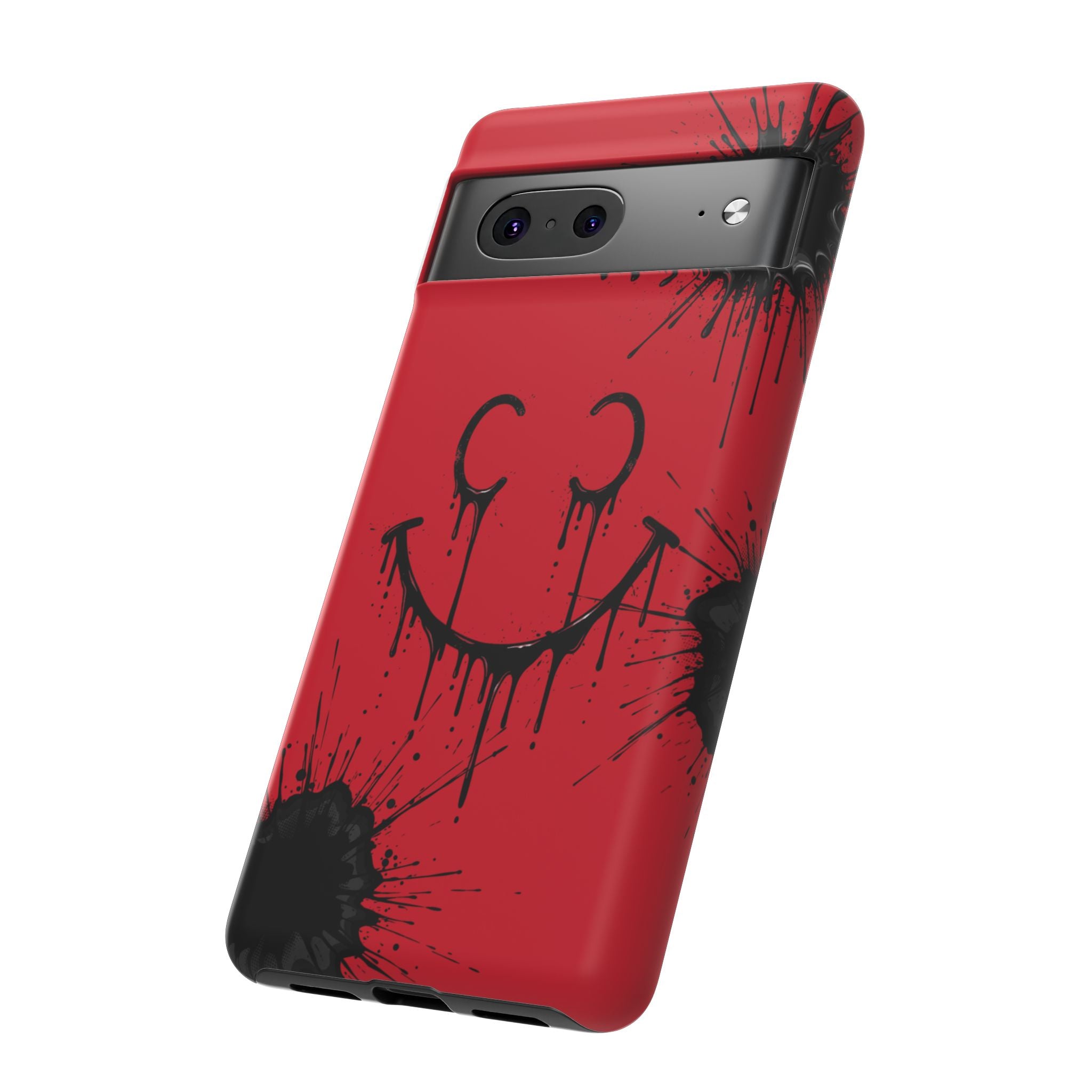 Protective Phone Case — Red Drip Smile Splatter Design