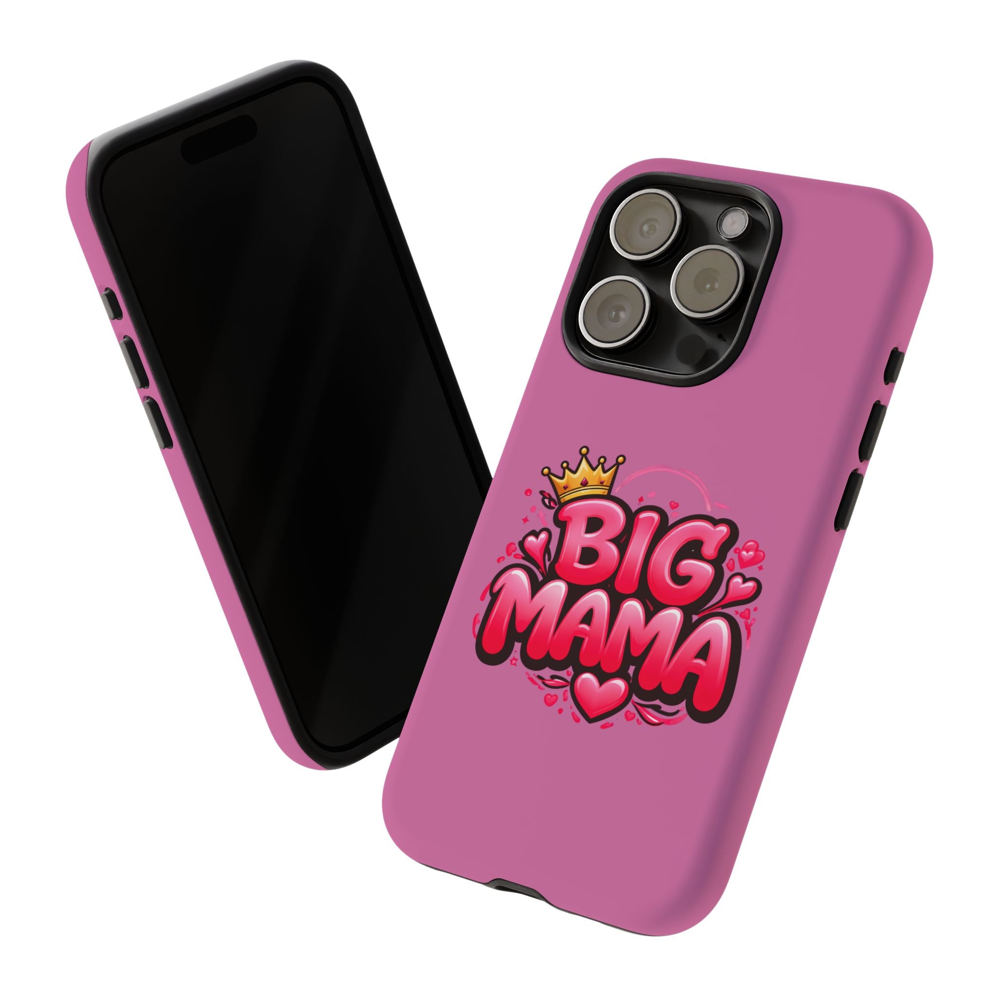 Big Mama Pink Phone Case — Cute Crowned Heart Graphic Tough Case