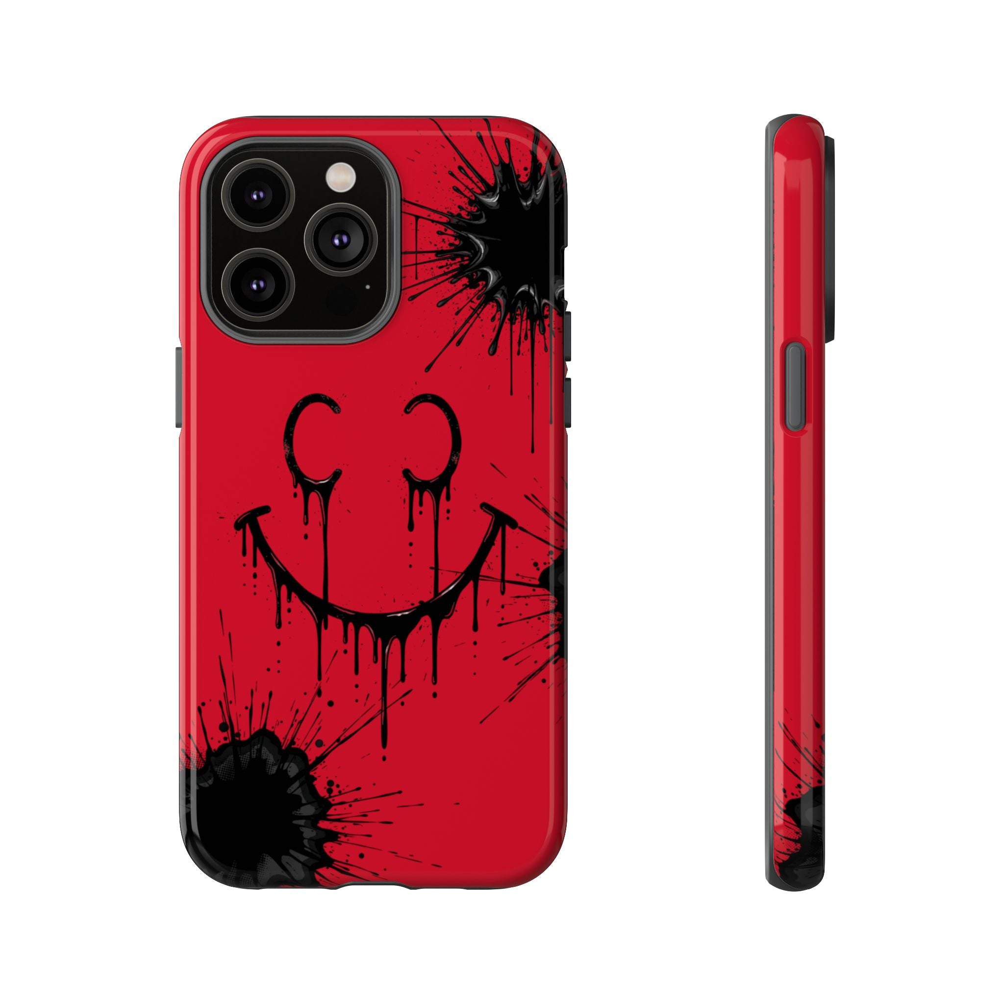 Protective Phone Case — Red Drip Smile Splatter Design
