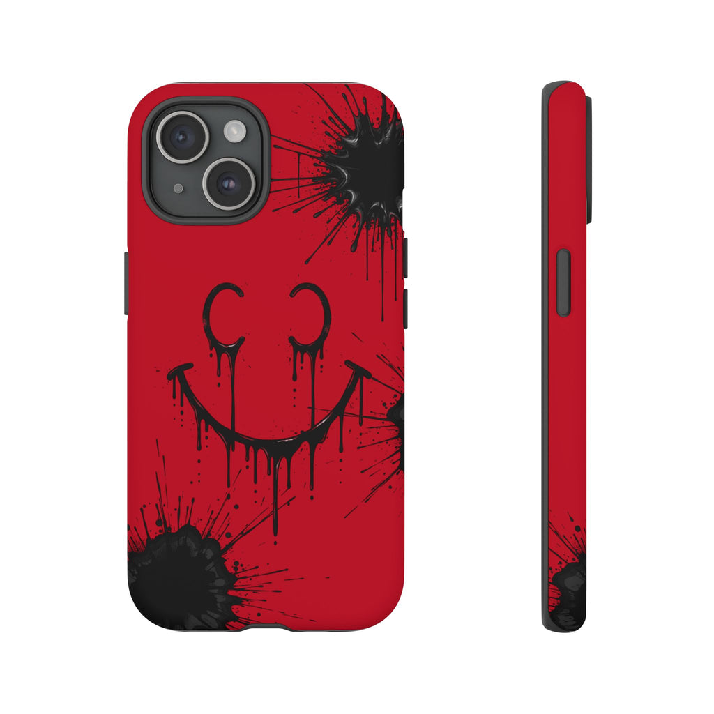 Protective Phone Case — Red Drip Smile Splatter Design
