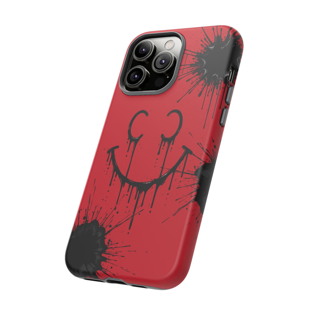 Protective Phone Case — Red Drip Smile Splatter Design