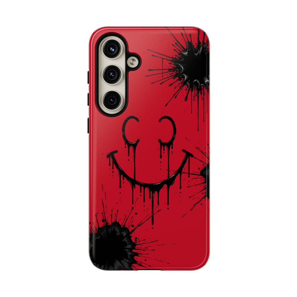 Protective Phone Case — Red Drip Smile Splatter Design