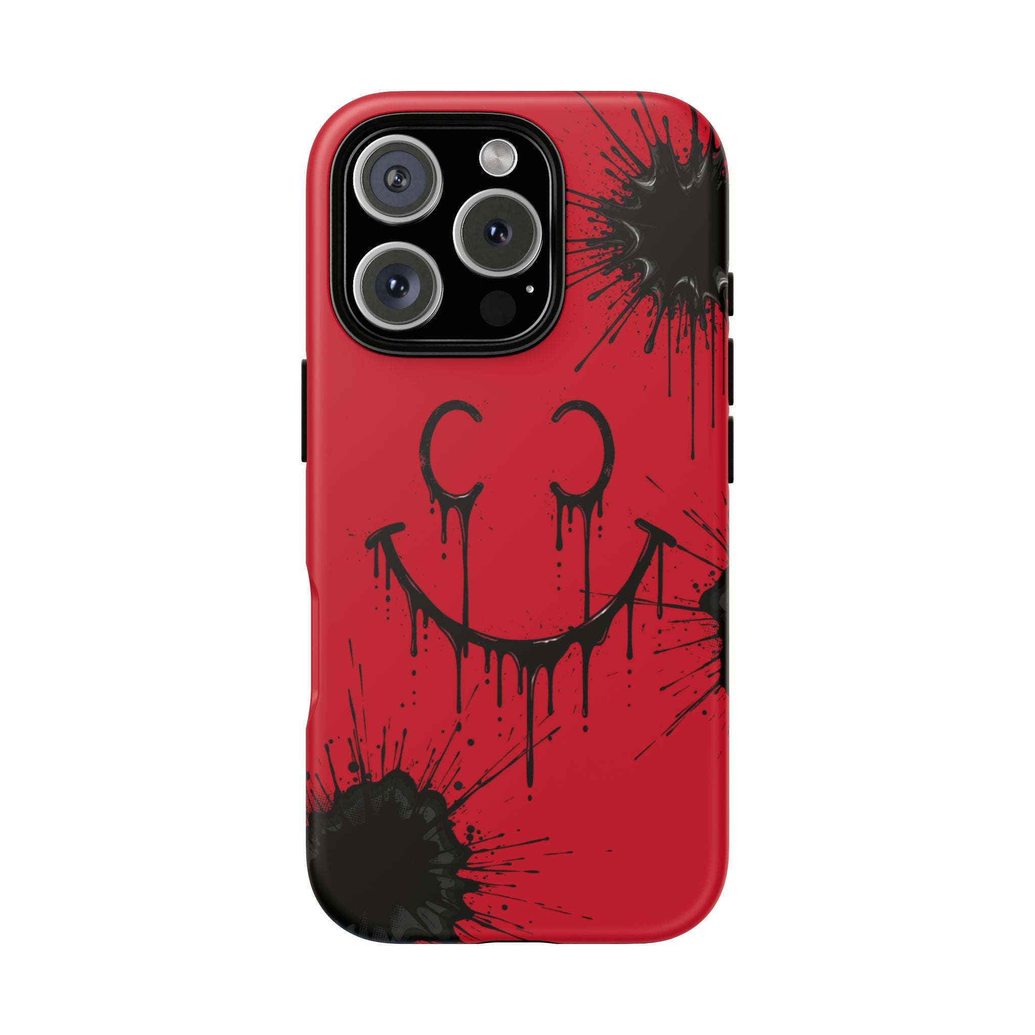 Protective Phone Case — Red Drip Smile Splatter Design