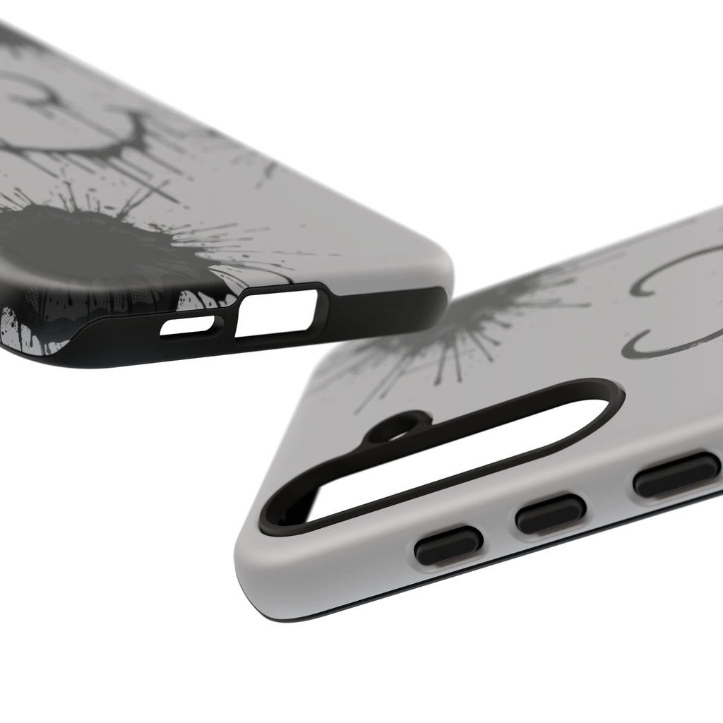 Protective Phone Case — Gray Drip Smile Splatter Design