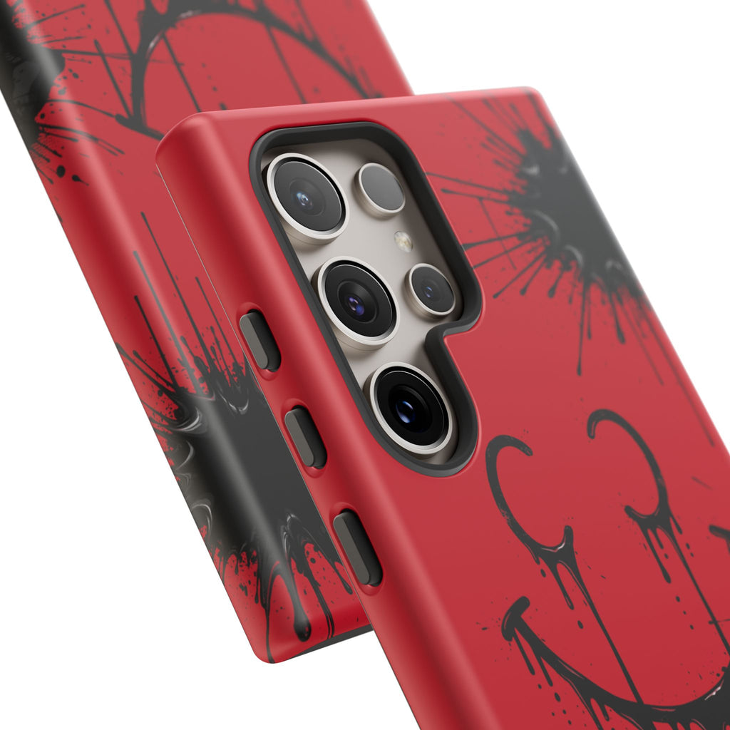 Protective Phone Case — Red Drip Smile Splatter Design