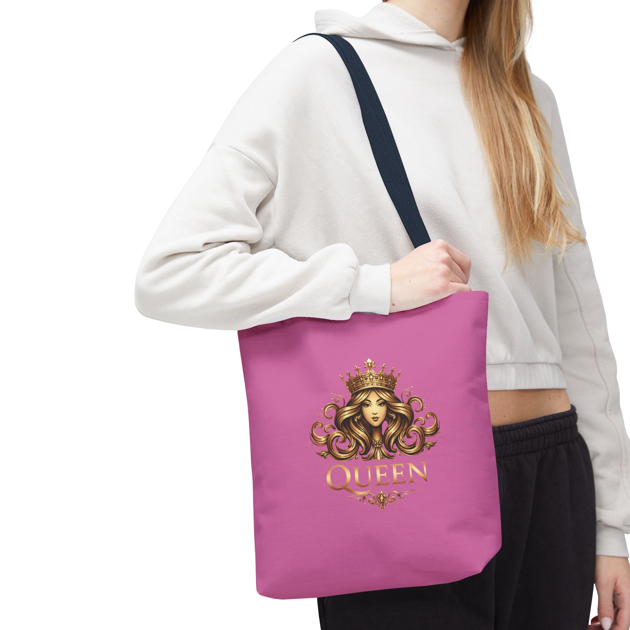 Queen Crown Pink Tote Bag — "Mind Yours" Graphic All-Over Print