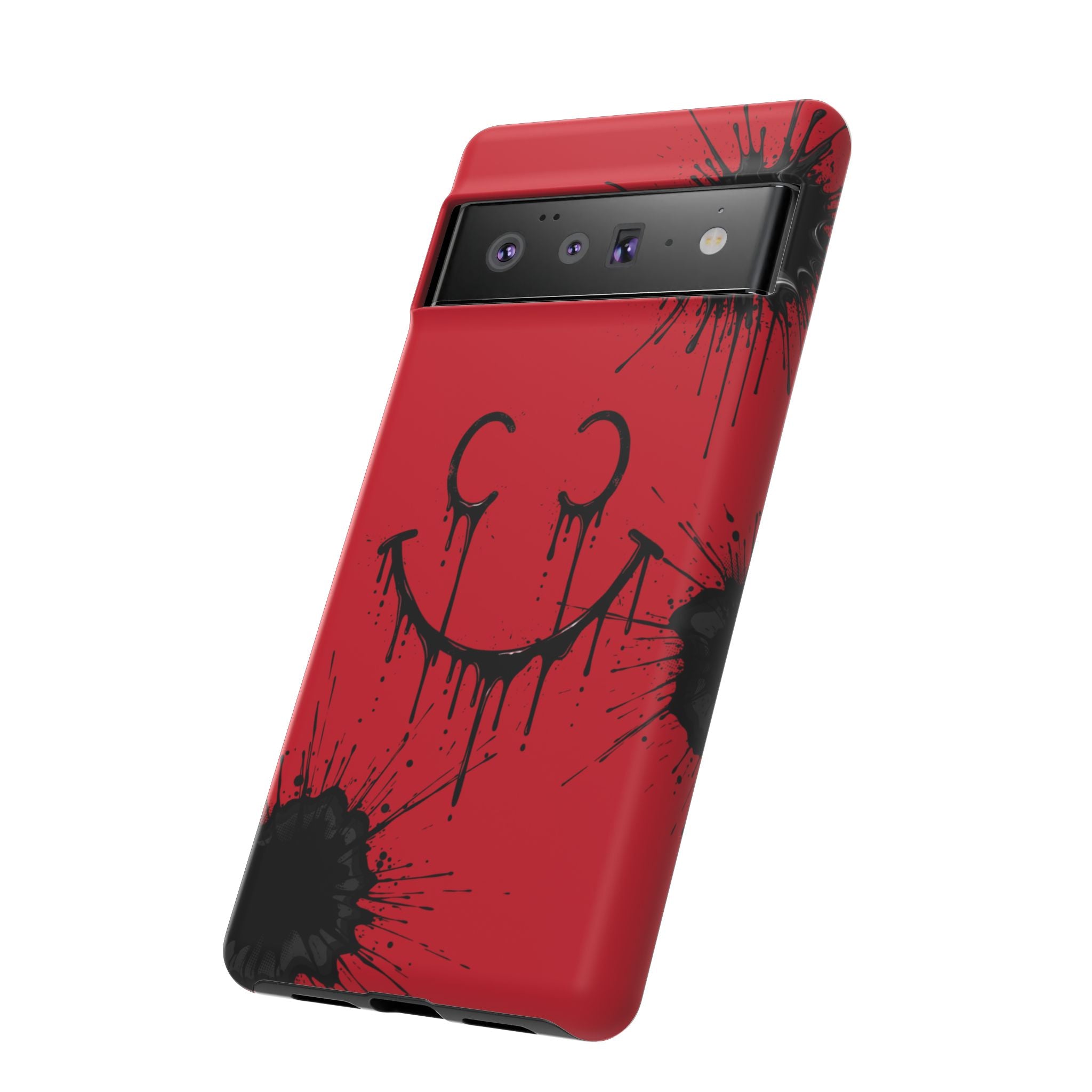 Protective Phone Case — Red Drip Smile Splatter Design