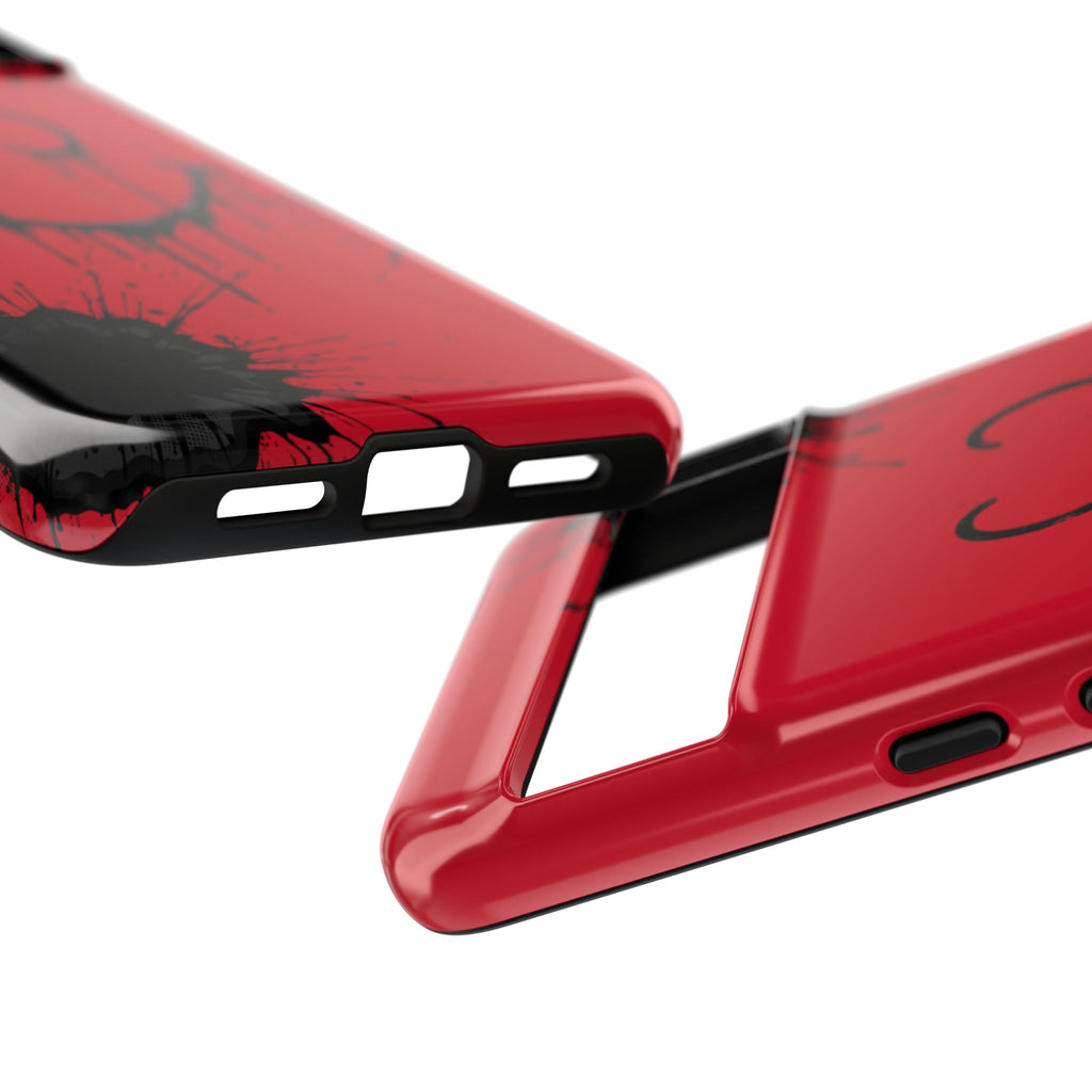 Protective Phone Case — Red Drip Smile Splatter Design