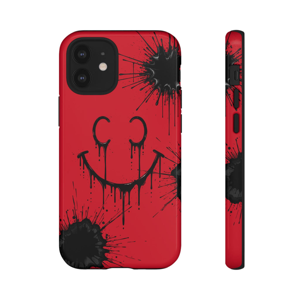 Protective Phone Case — Red Drip Smile Splatter Design