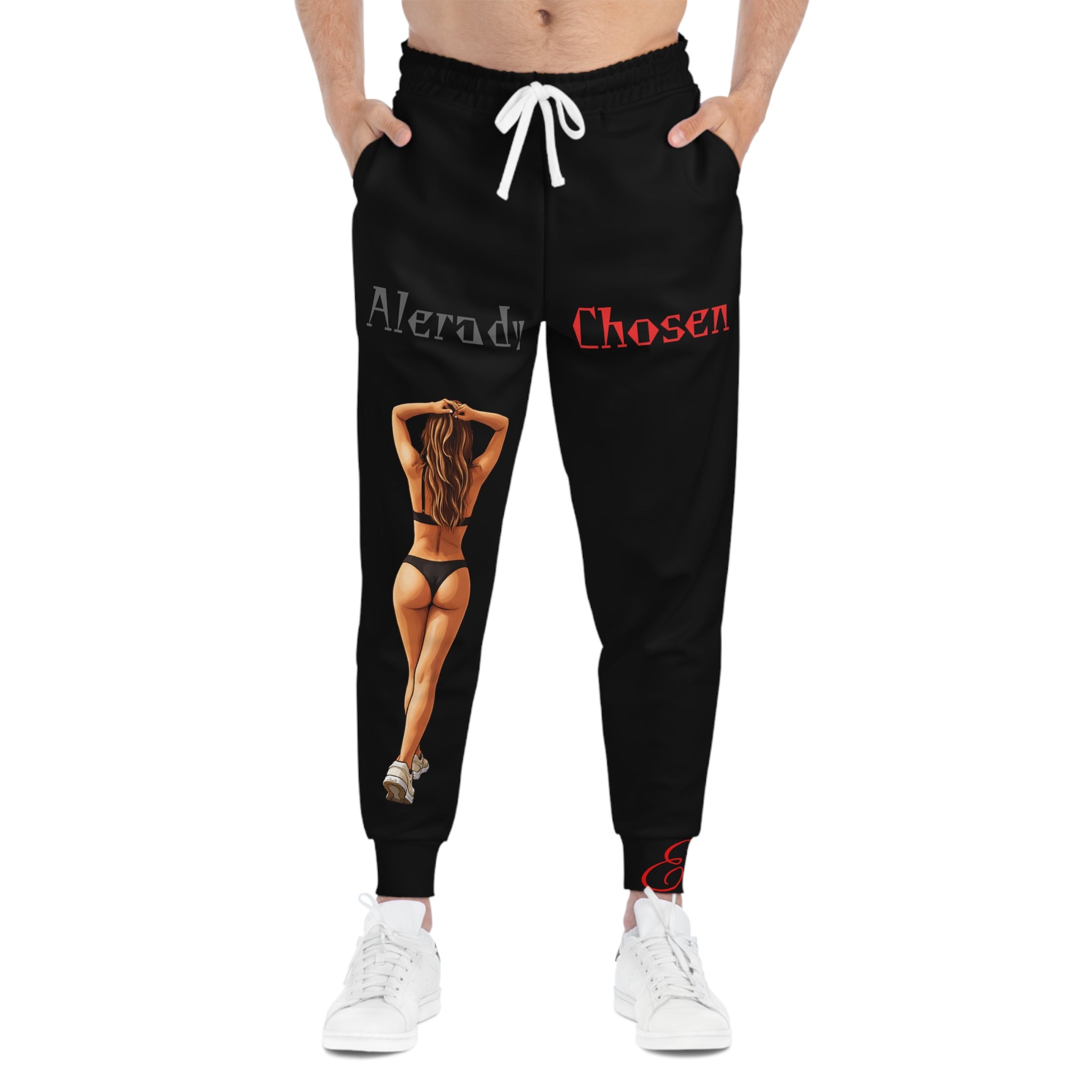 Athletic Joggers — 'Already Chosen' Beach Graphic Sweatpants with Stay Down Side Text