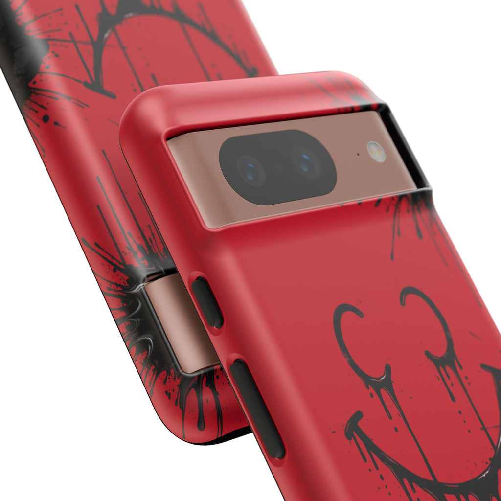 Protective Phone Case — Red Drip Smile Splatter Design