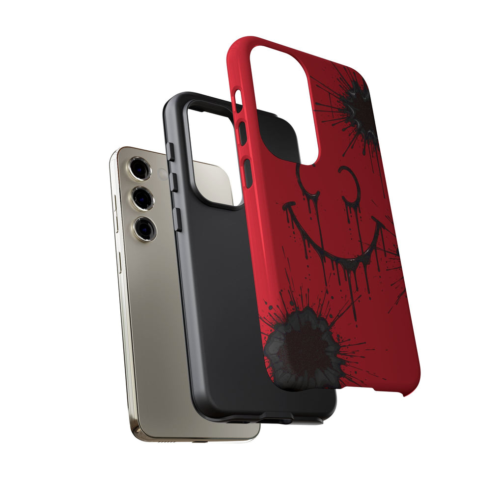 Protective Phone Case — Red Drip Smile Splatter Design