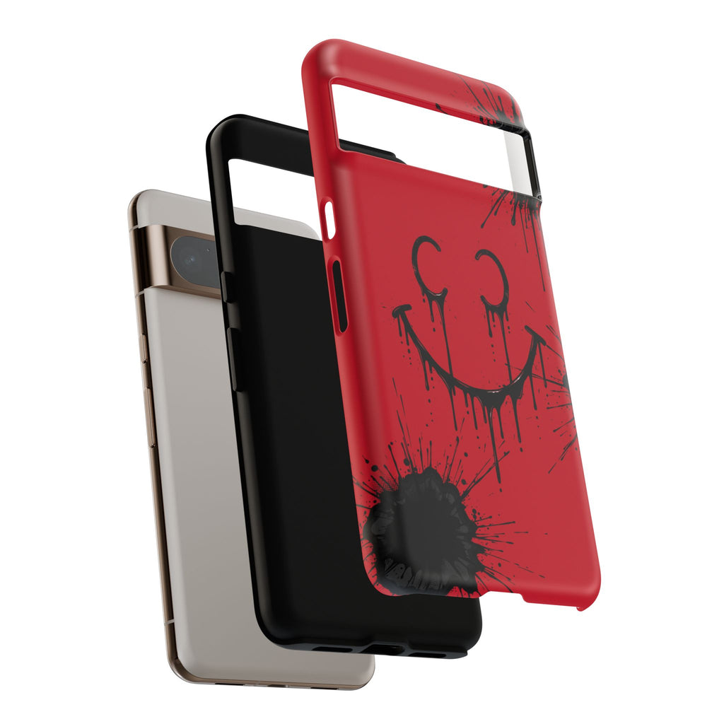 Protective Phone Case — Red Drip Smile Splatter Design
