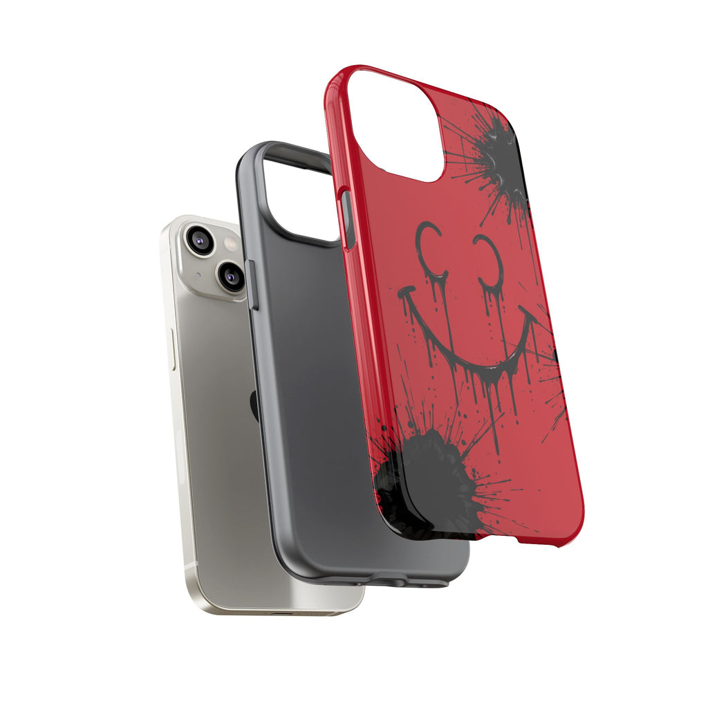Protective Phone Case — Red Drip Smile Splatter Design