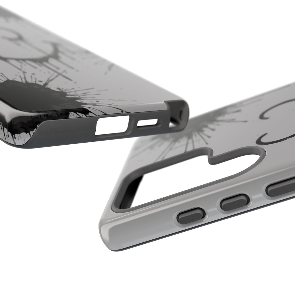 Protective Phone Case — Gray Drip Smile Splatter Design