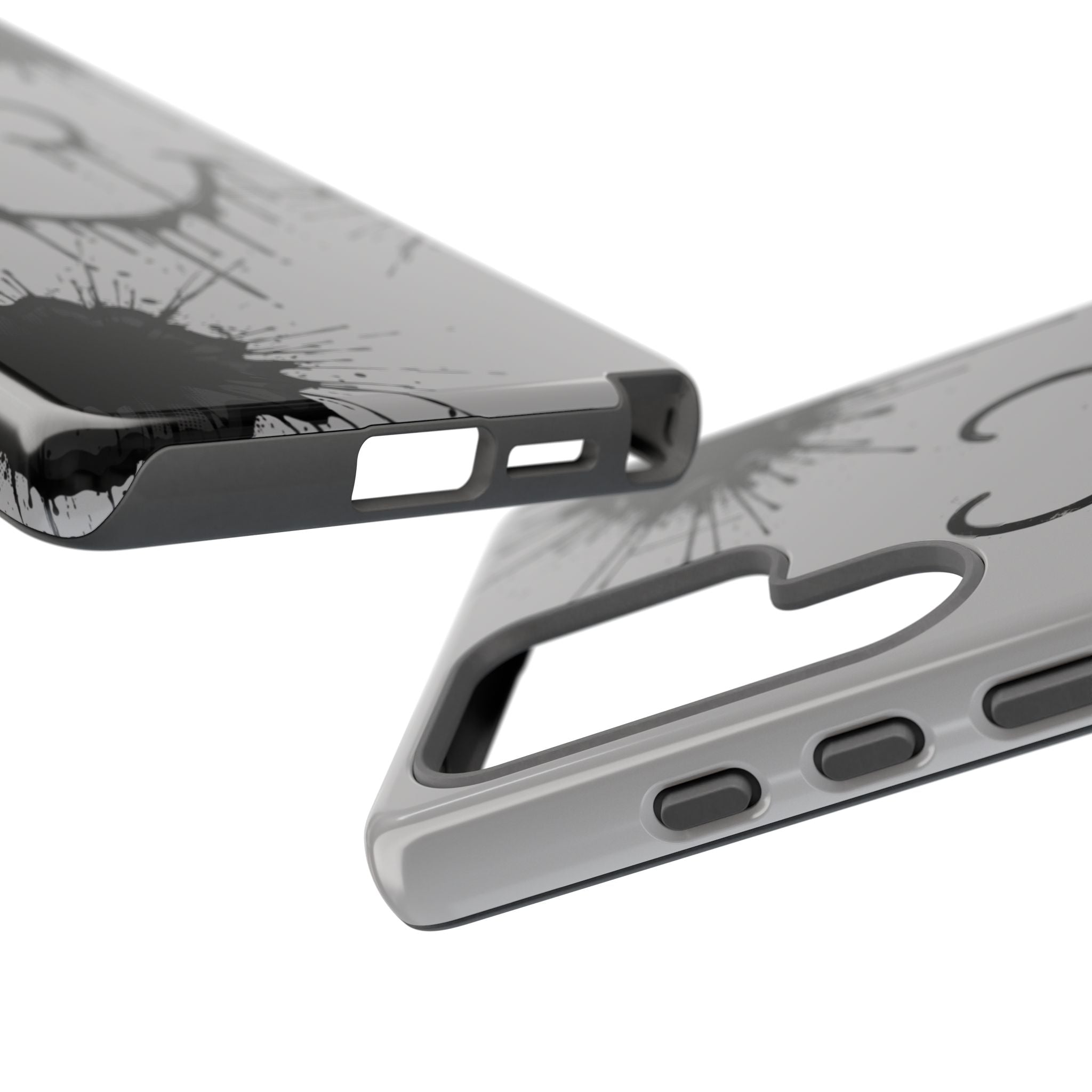 Protective Phone Case — Gray Drip Smile Splatter Design