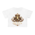 White Queen Graphic Crop Tee — Regal Crowned Woman Design