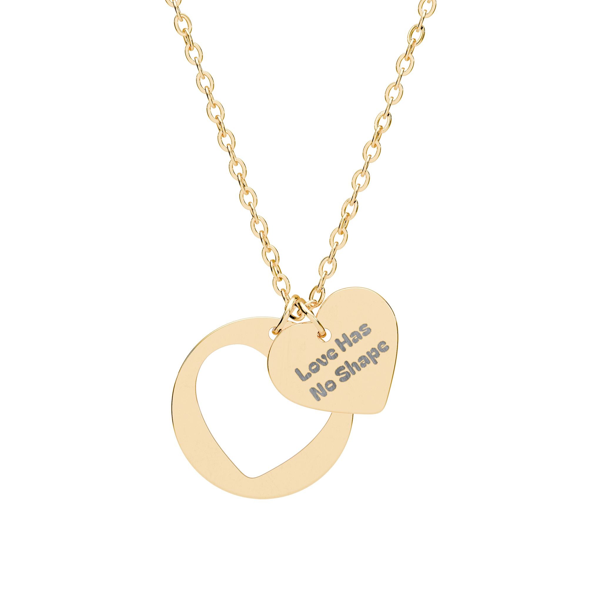 Engravable Heart Cutout Necklace – Personalized Love Message Pendant (Sterling/Rose Gold)