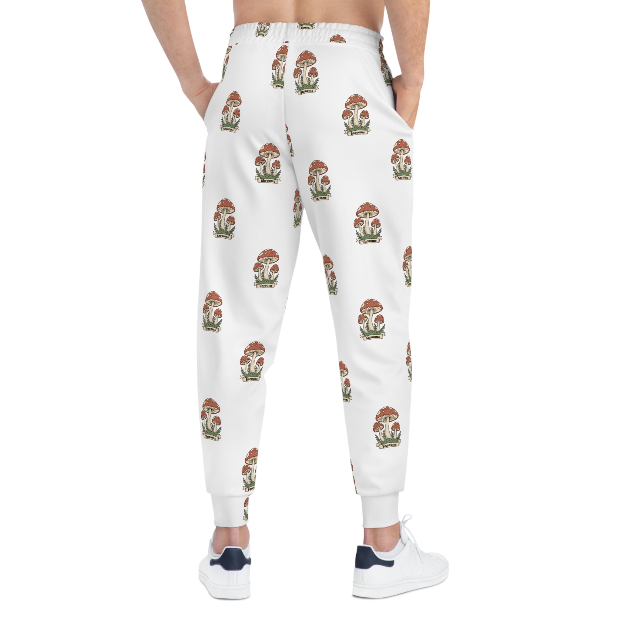Mushroom Pattern Athletic Joggers — Botanical Graphic AOP Sweatpants