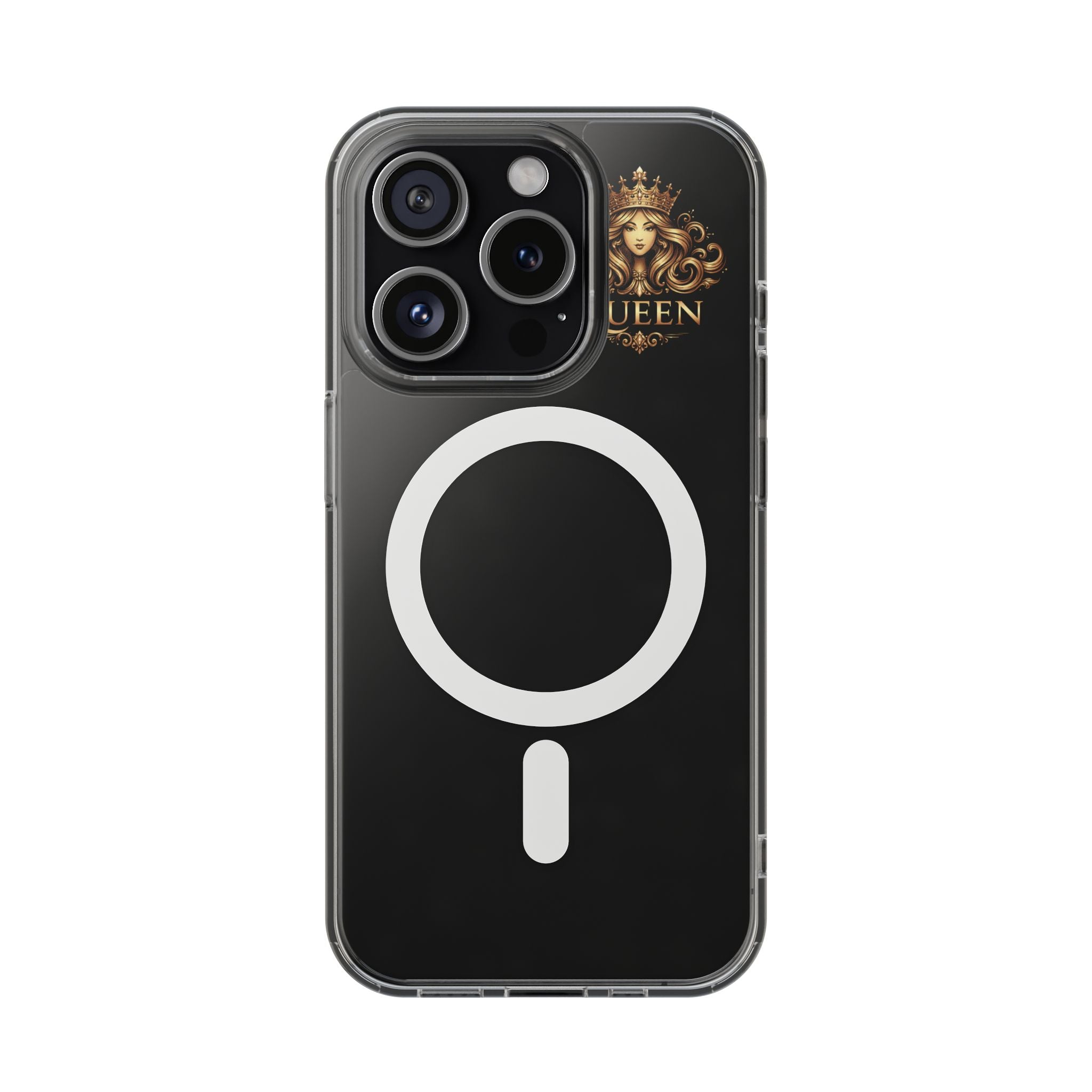 Clear Magnetic Phone Case — "Queen" Crown Design, Impact-Resistant