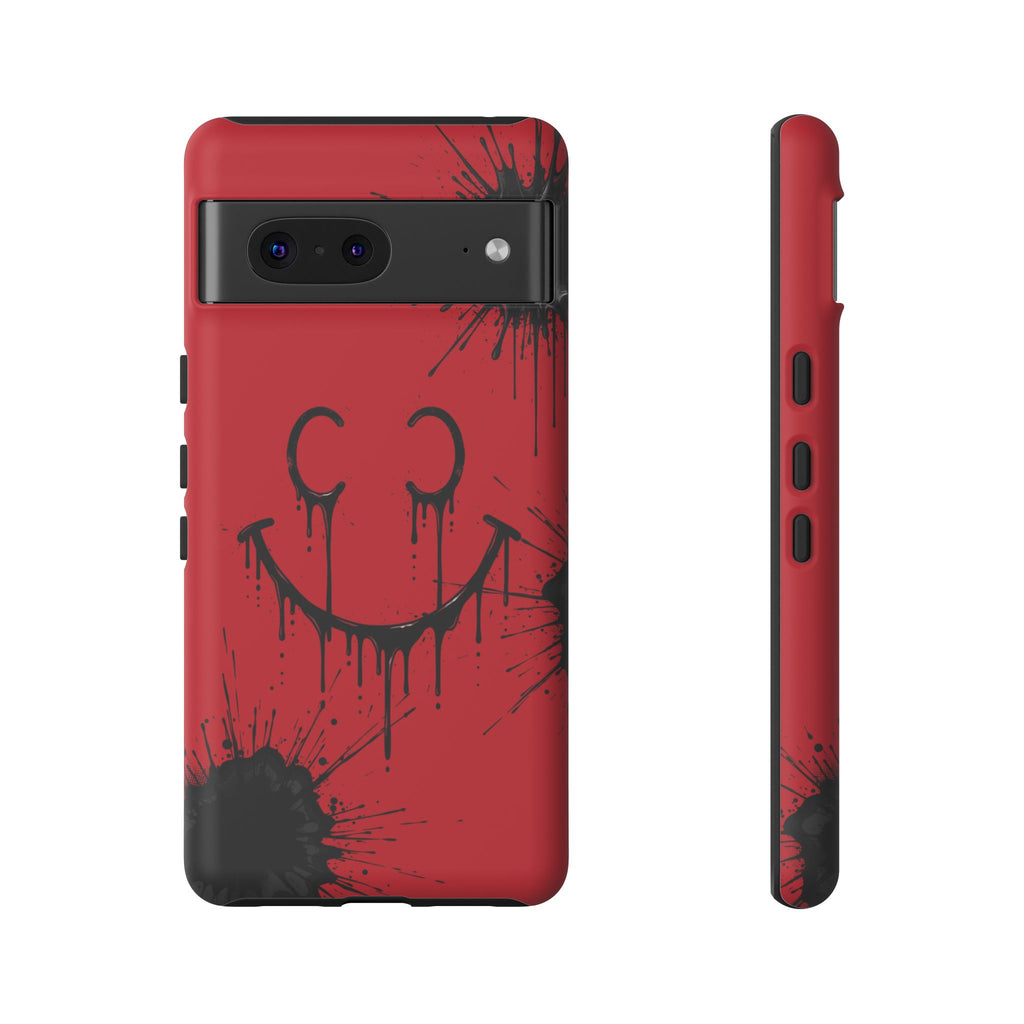 Protective Phone Case — Red Drip Smile Splatter Design