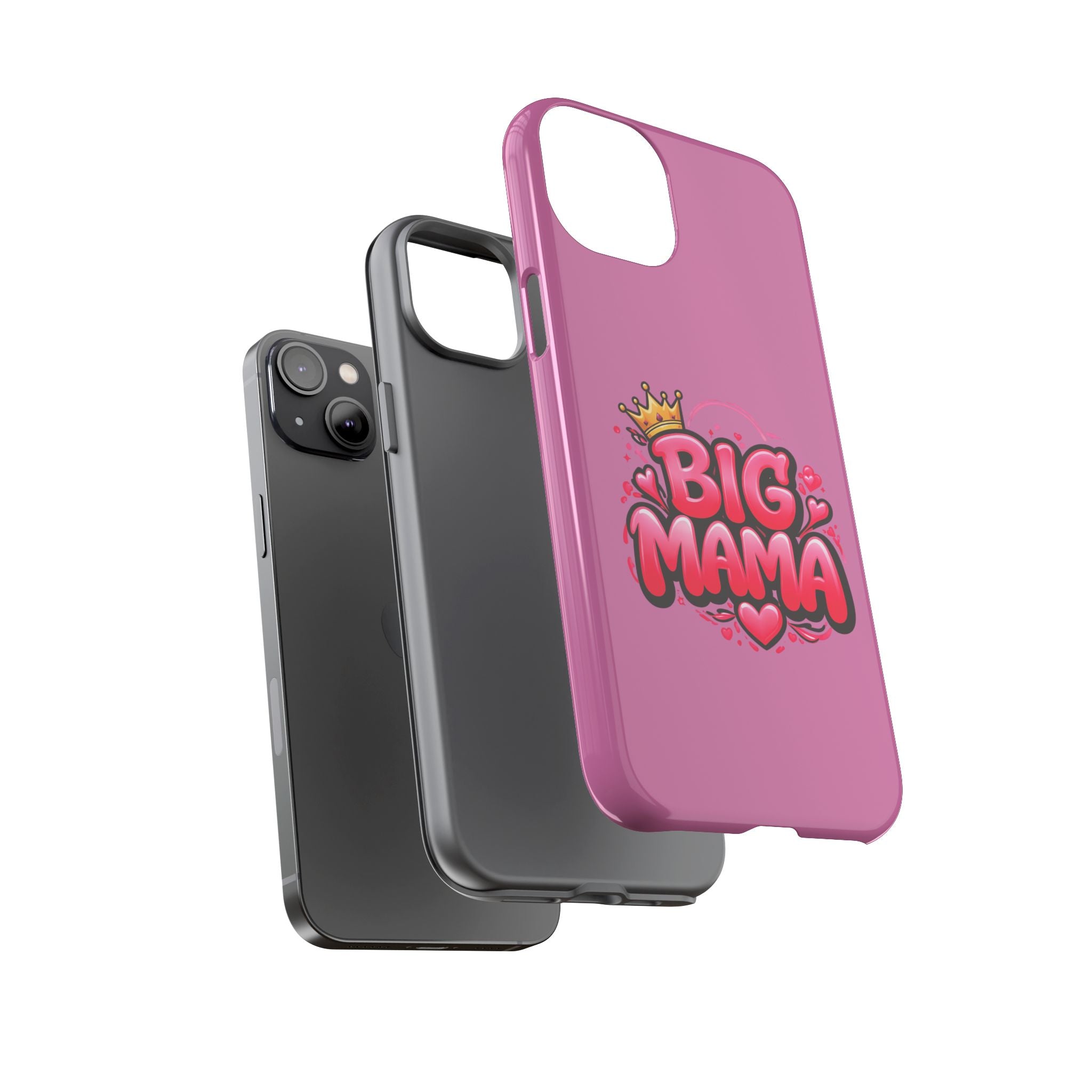 Big Mama Pink Phone Case — Cute Crowned Heart Graphic Tough Case