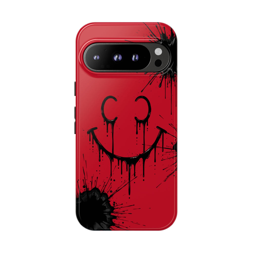Protective Phone Case — Red Drip Smile Splatter Design