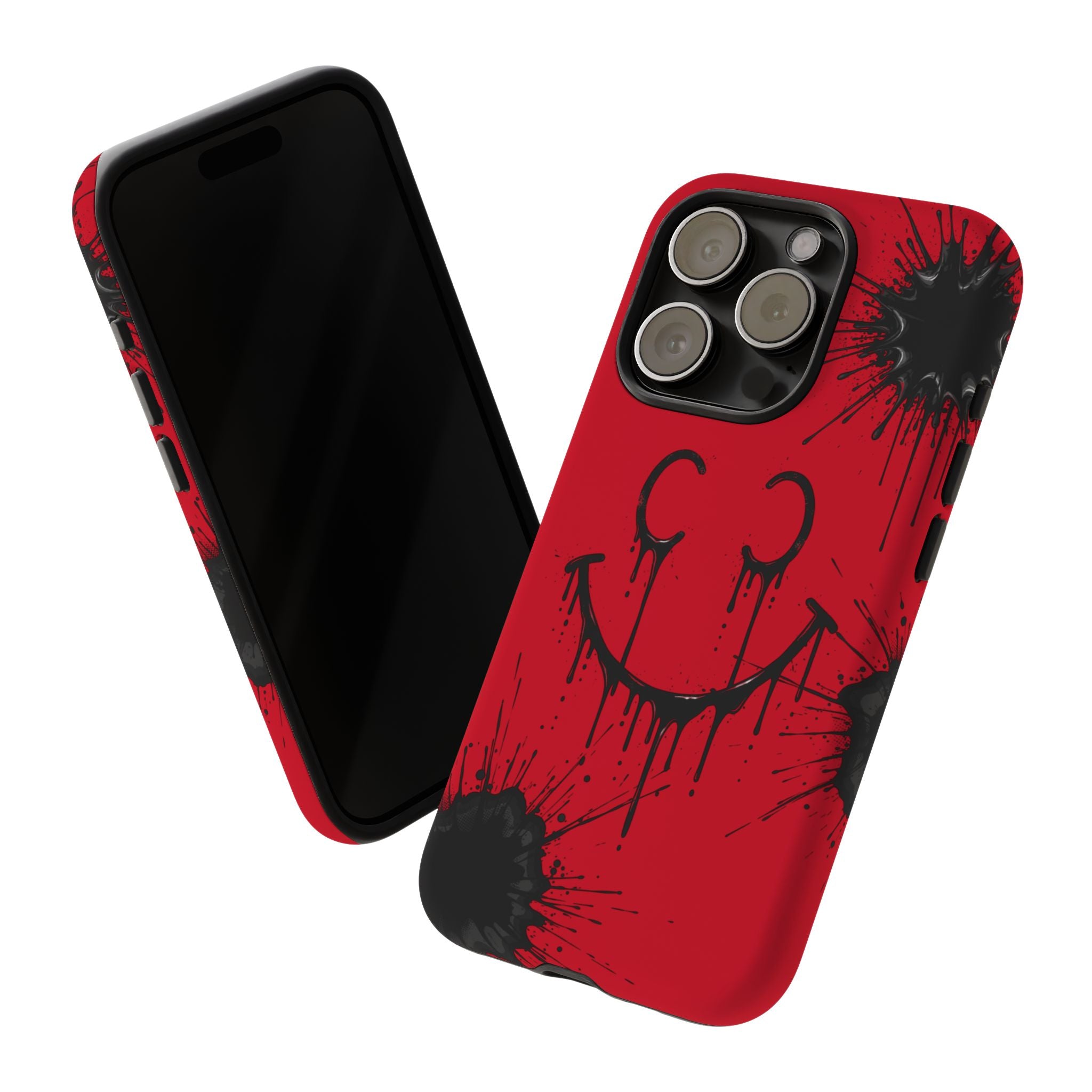 Protective Phone Case — Red Drip Smile Splatter Design