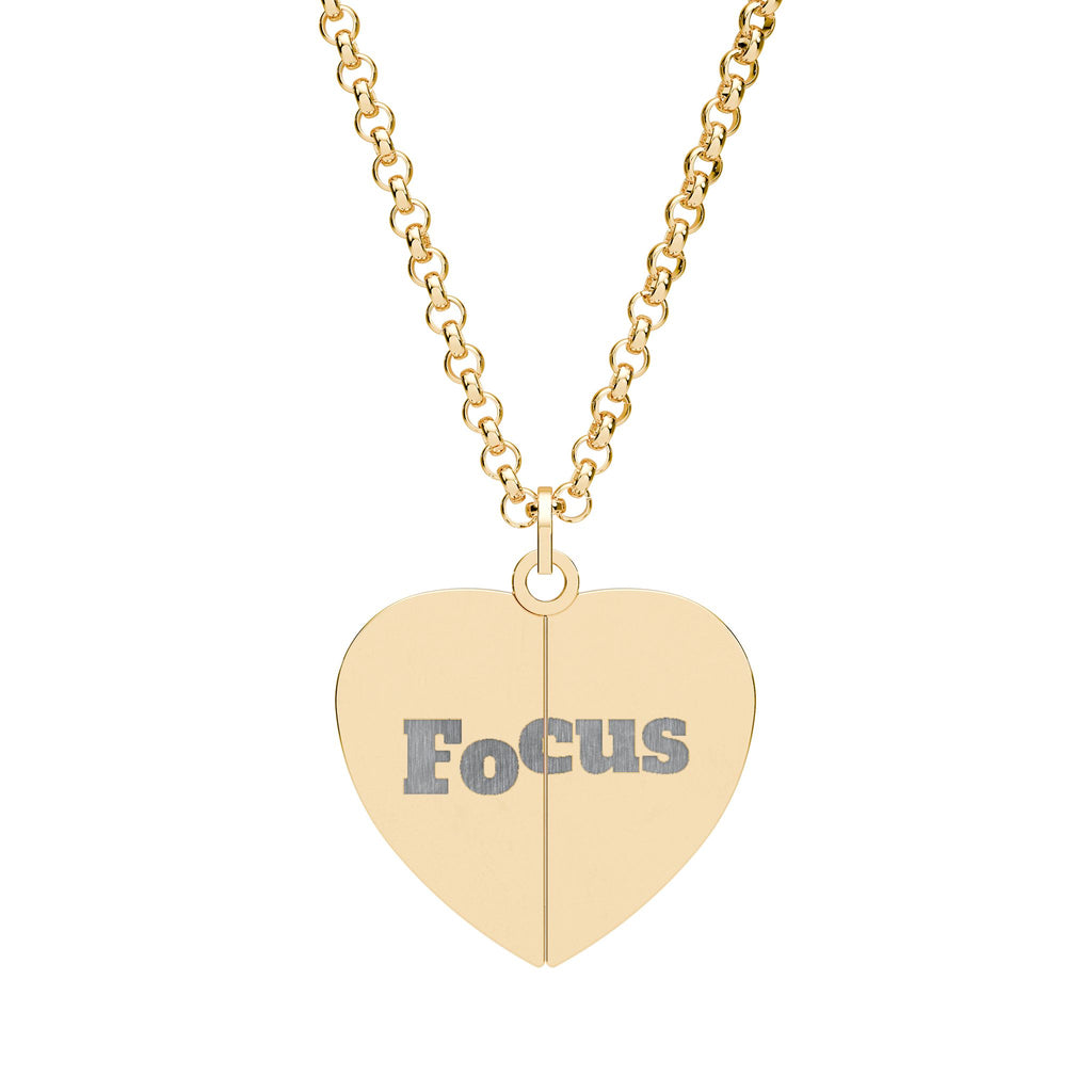 Engraved Hidden Message Heart Necklace — "Focus" Reveal Locket (Customizable)
