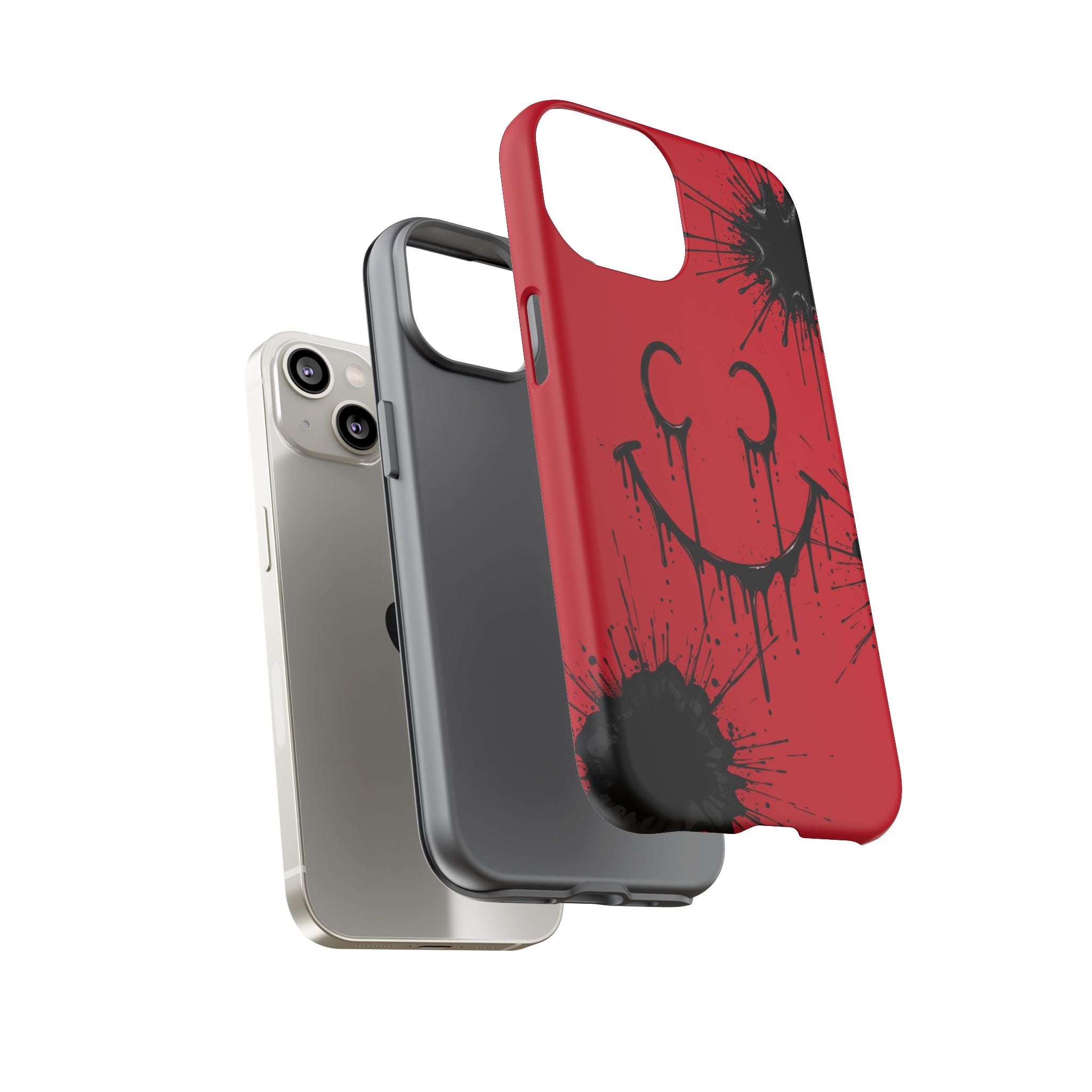 Protective Phone Case — Red Drip Smile Splatter Design