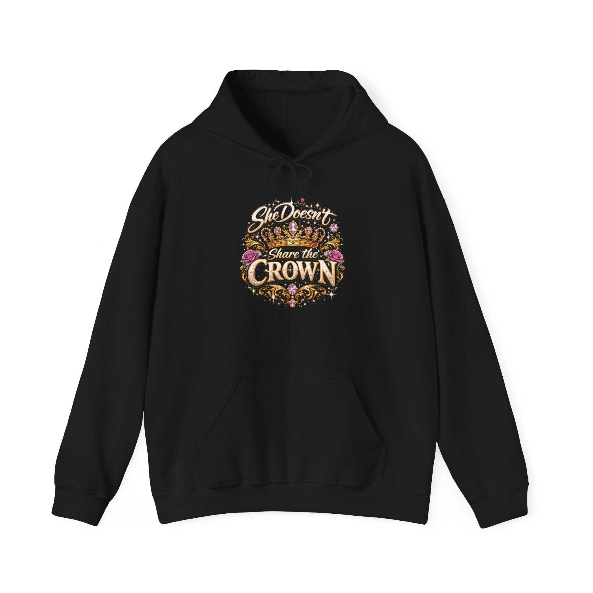 Hoodie — "She Doesn't Wear a Crown, She Wears It" Floral Empowerment Pullover