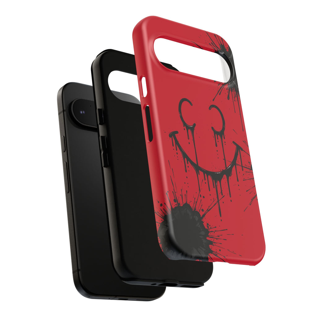Protective Phone Case — Red Drip Smile Splatter Design